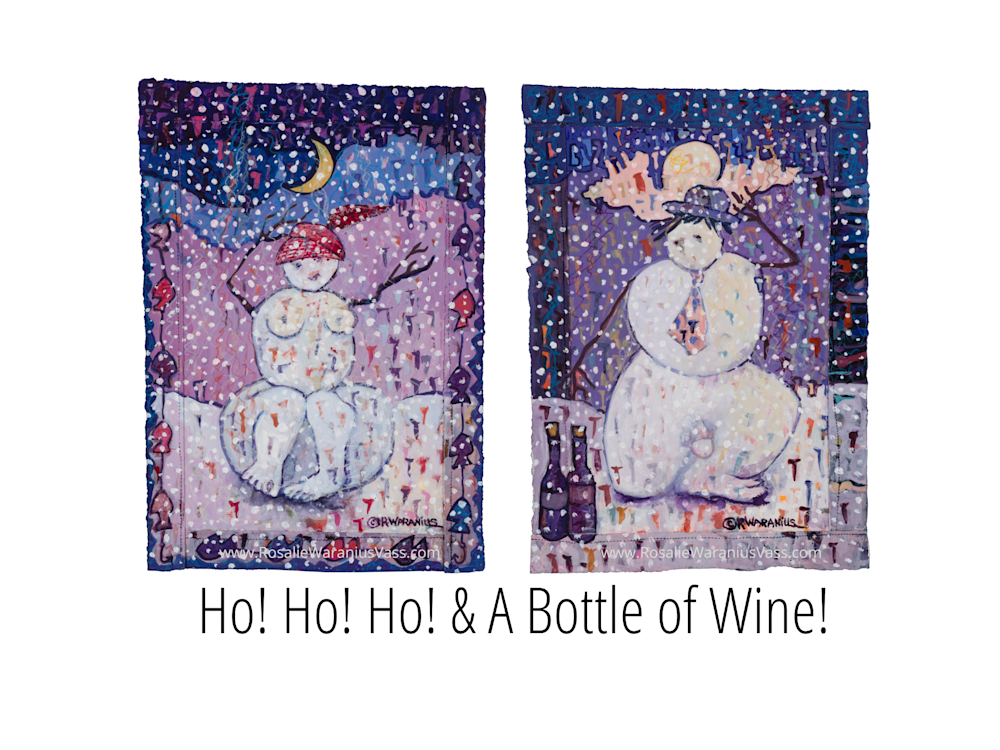 Ho Ho Ho And A Bottle Of Wine Art | Thistle Hill Studio