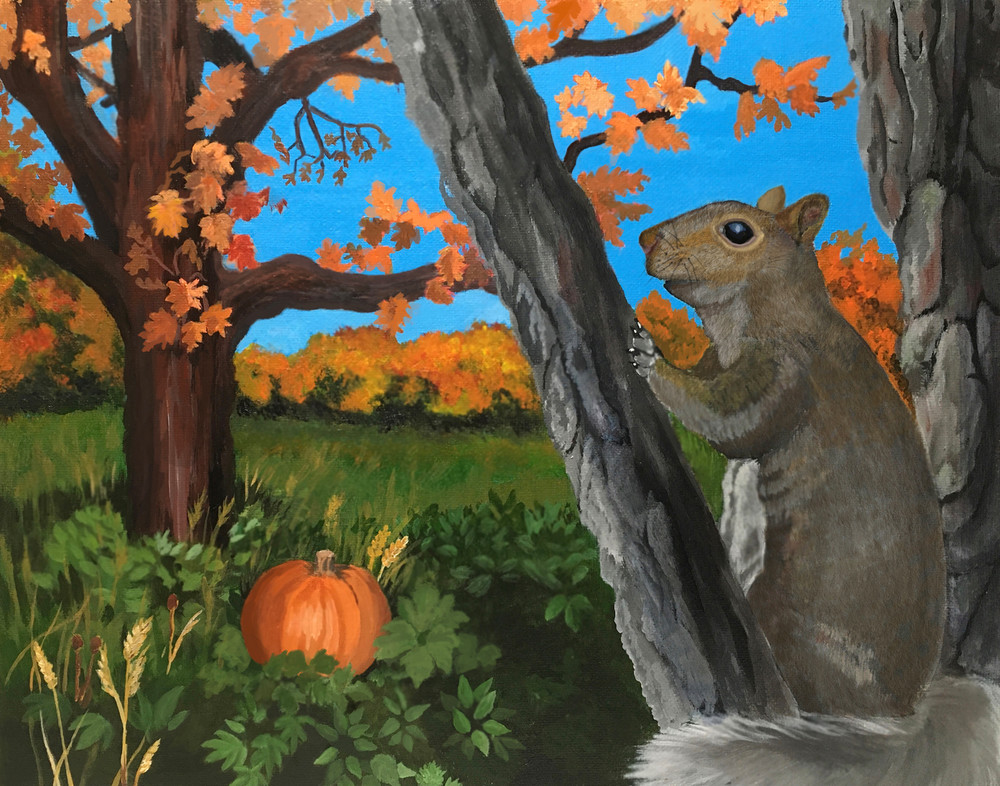 Squirrel In A Tree Art | Judy's Art Co.