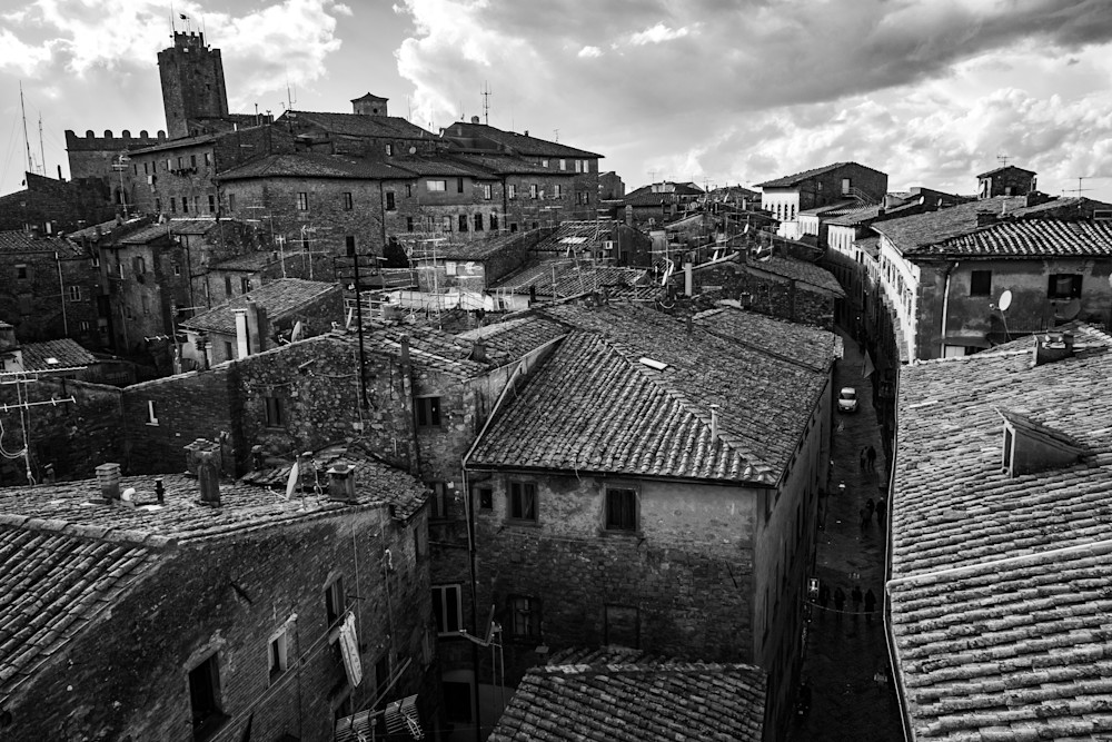 Rooftops and alleyways in Volterra, Italy