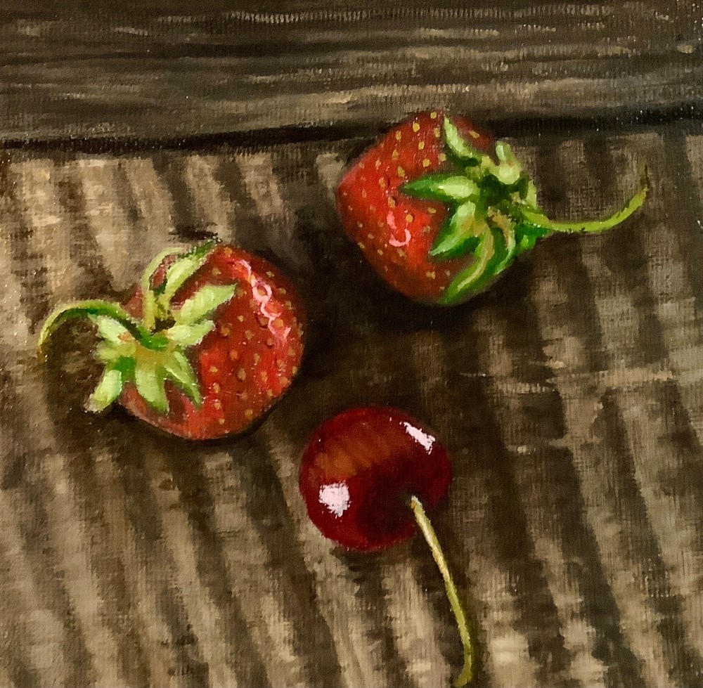 Strawberries And A Cherry Romantic Open Edition Fine Art Print Art | Hilary J. England, Contemporary American Artist