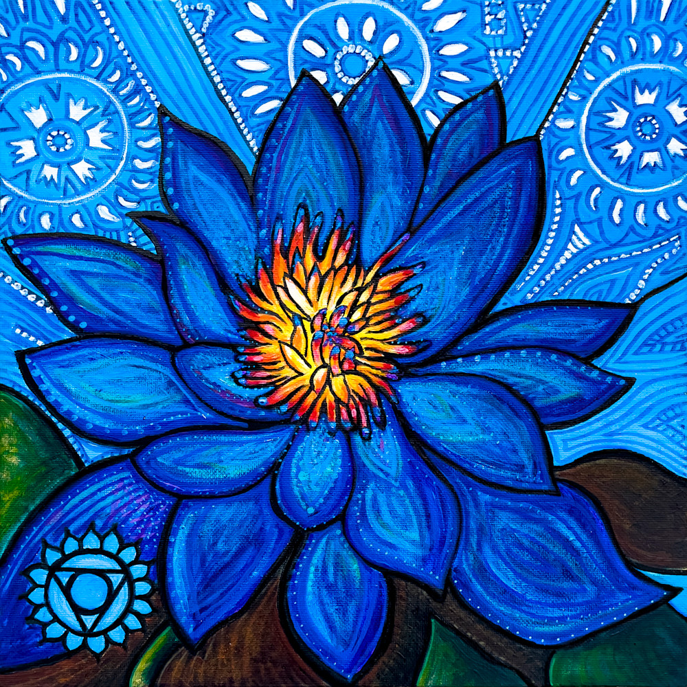Voice: Throat Chakra Blue Lotus Flower Painting Meditation