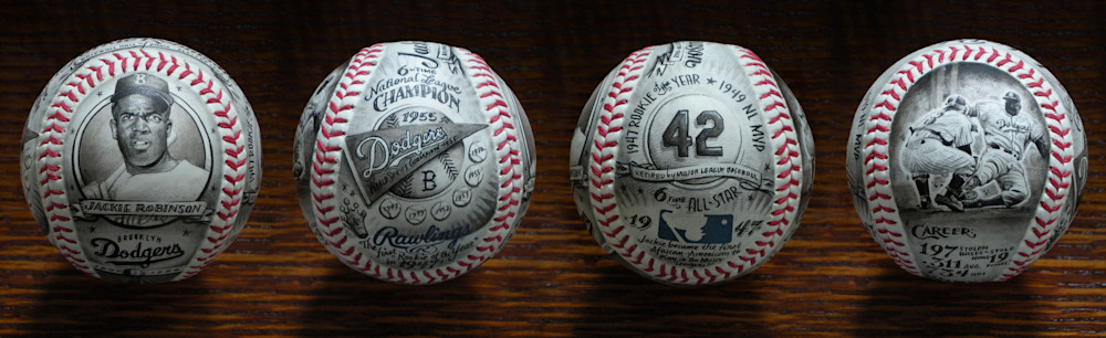 Baseballs by Mike Floyd art baseball 4-side print
