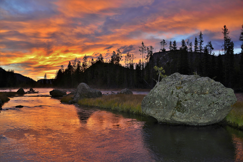 Sunrise At The Rock In Yellowstone Photography Art | Fly Fishing Portraits