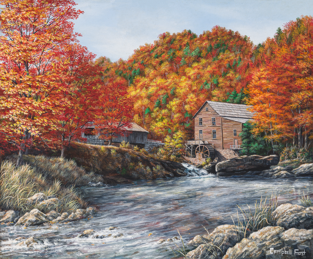 Glade Creek Grist Mill, a Painting by Campbell Frost