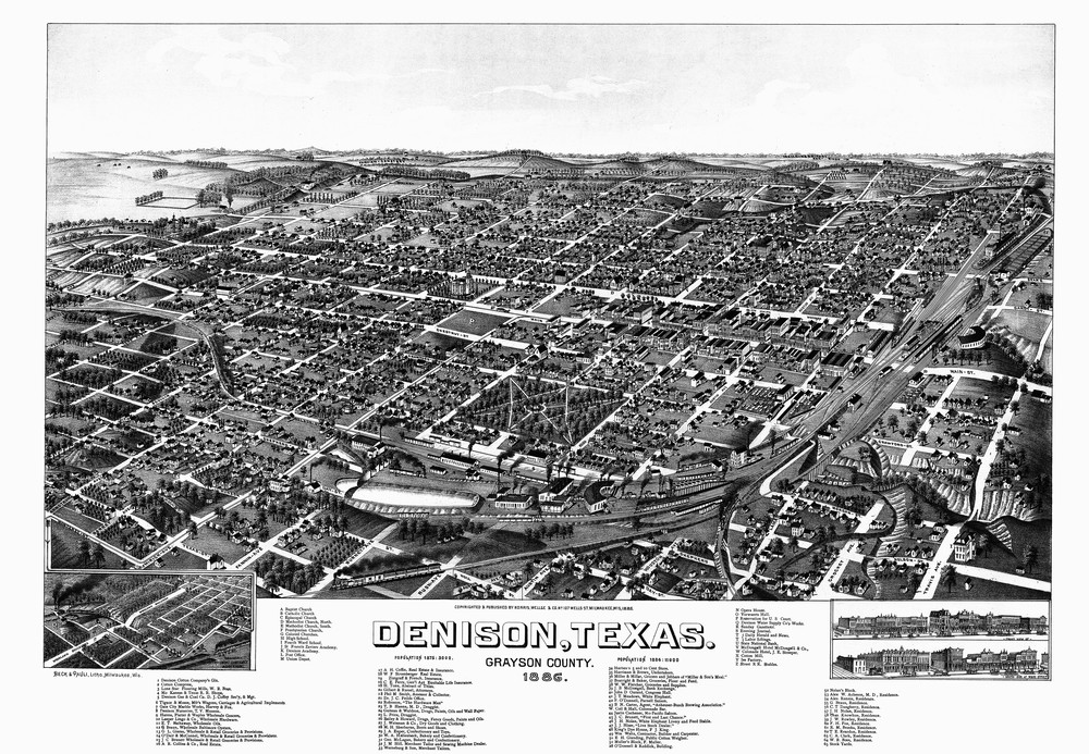 Denison Map B&W   1886 Art | Randy Sedlacek Photography, LLC