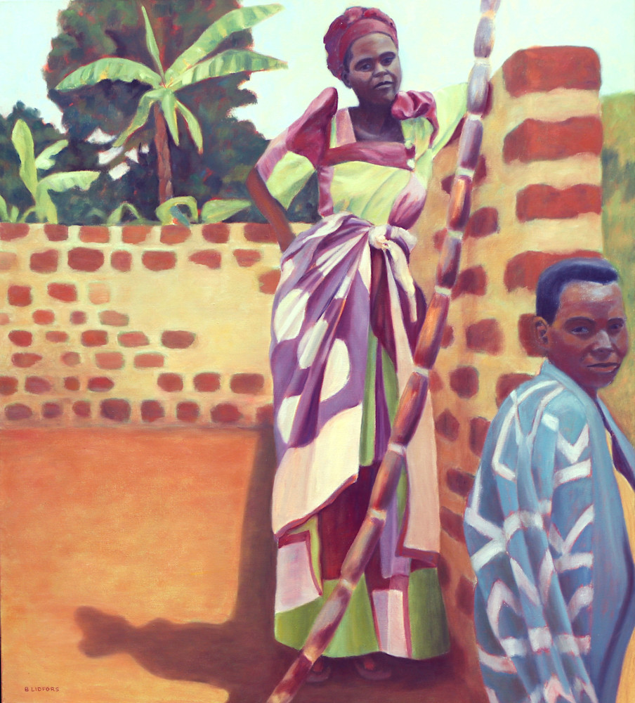 Ugandan Woman Leaning On A Wall  Art | Lidfors Art Studio