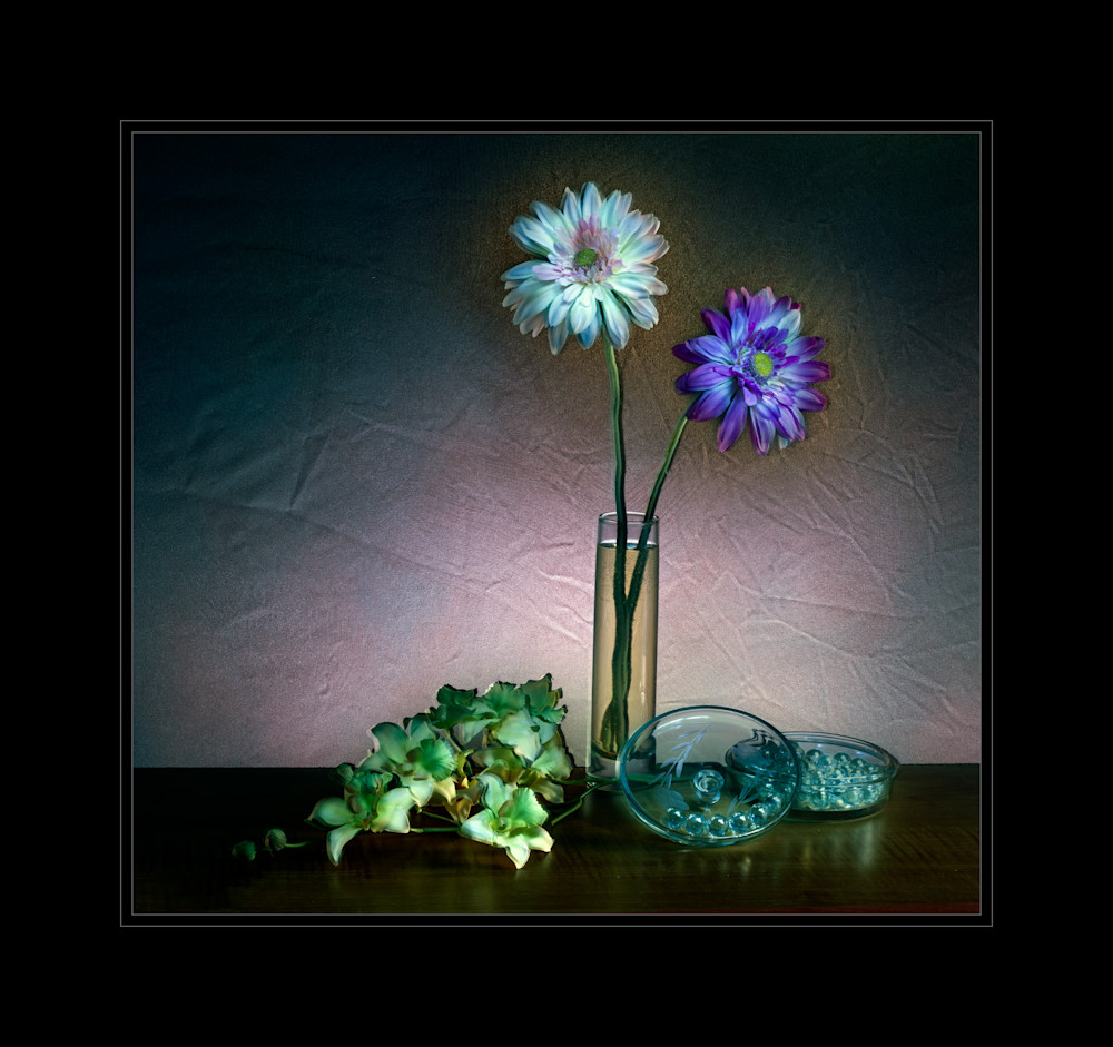 A Fine Art Photograph of Romantic Flowers and Marbles by Michael Pucciarelli