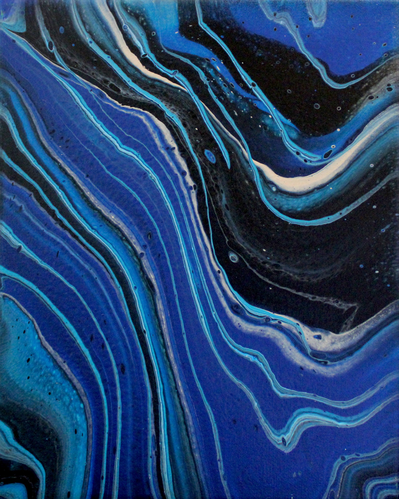 Blue Ribbons in the Dark - Art Prints and Merchandise from Fluid Art Paintings