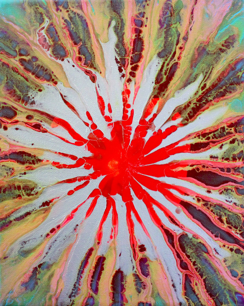 Red Burst - Fluid Art Painting Prints and Merchandise