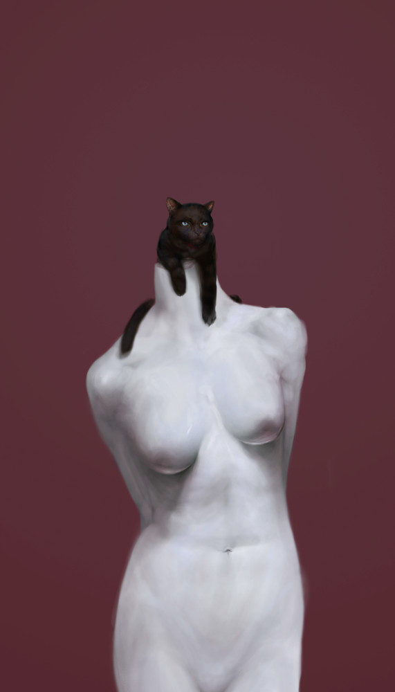Black Cat Venus Phone Case Art | Burton Gray Studio