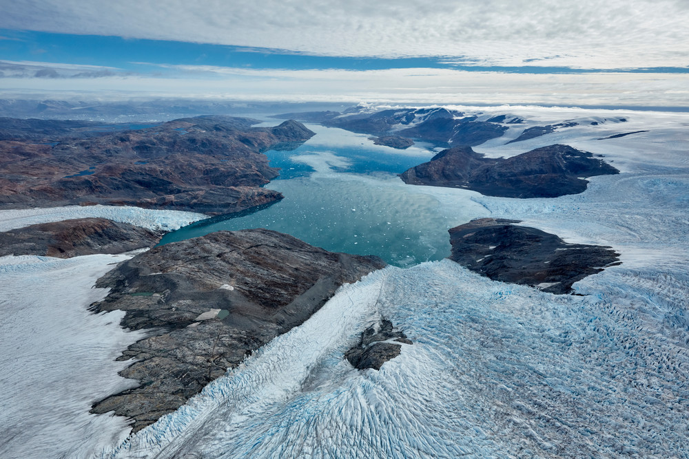 Heim and Kagtilerscorpia Glaciers and Johan Petersen Fjords from the Air