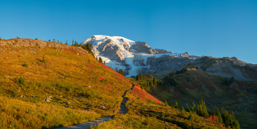 Morning light on Mt. Rainier and Fall colors 