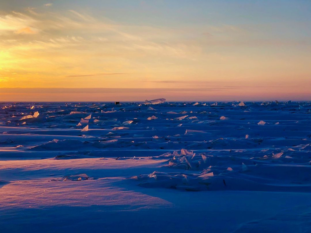 Broken Ice At Dawn, Lake Superior Shore,  Brighton Beach,  Duluth Mn Photography Art | Lauramarlandphoto.com