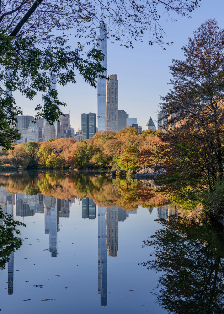 Skyline Reflections Amidst Fall Foliage Photography Art | Marc Sherman Photography
