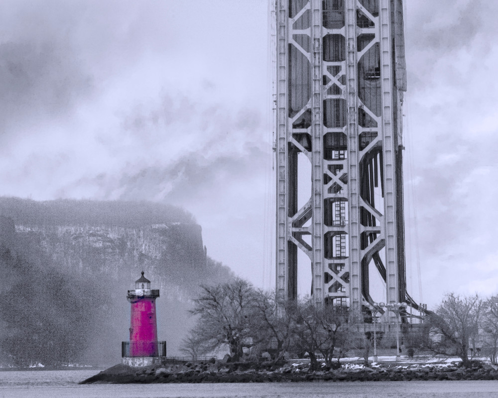 Lighthouse Sentinel Under The George Washington Bridge Photography Art | Marc Sherman Photography