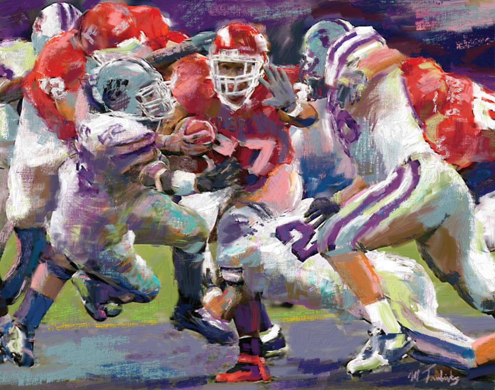 Swarming defense football painting | Sports Artist Mark Trubisky | Custom Sports Art