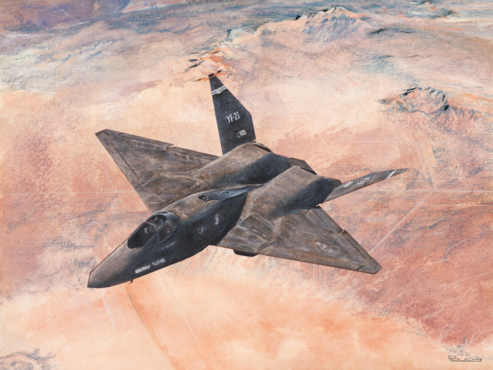 Yf 23 Over Mojave Art | Artwork by Rouch