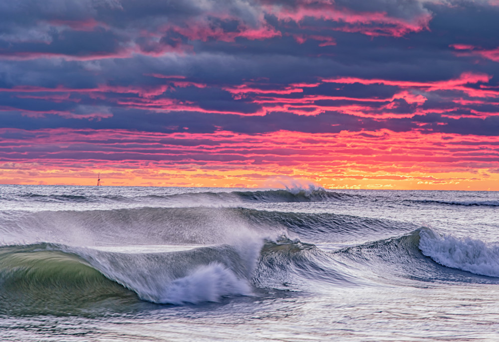 South Beach Winter Magenta Sky And Waves Art | Michael Blanchard Inspirational Photography - Crossroads Gallery