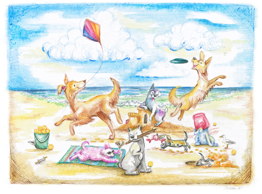 Nursery Prints - Beach Dogs