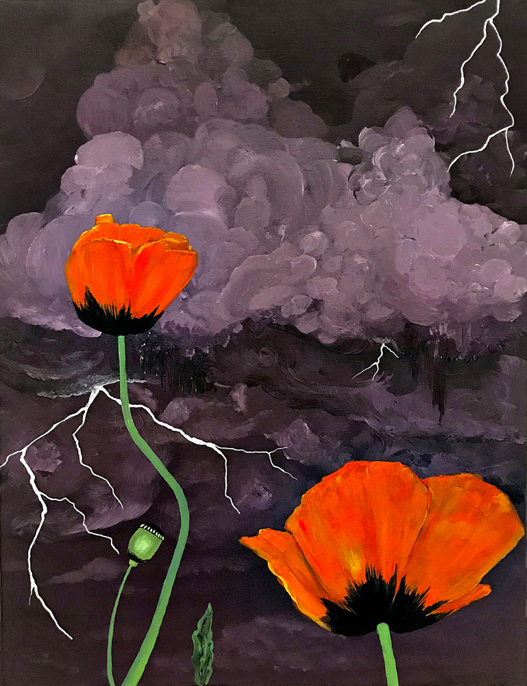 Linda Storm Art | Poppies in the Storm III | Prints