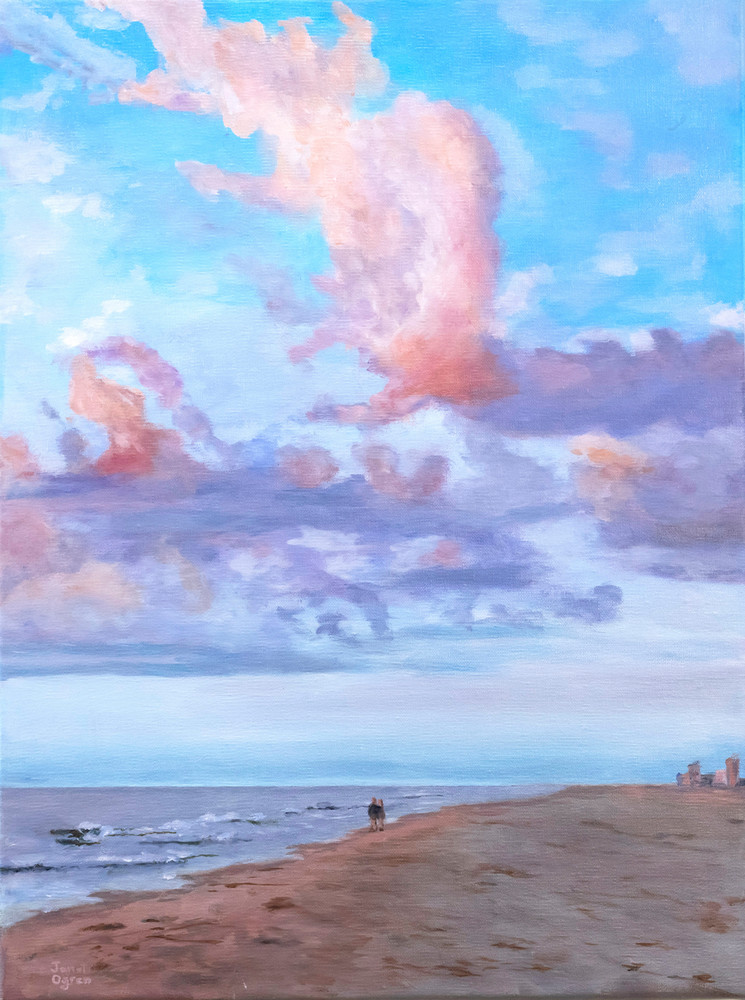 Sunrise Beach Walk Oil Painting Print Art | janetogrenart