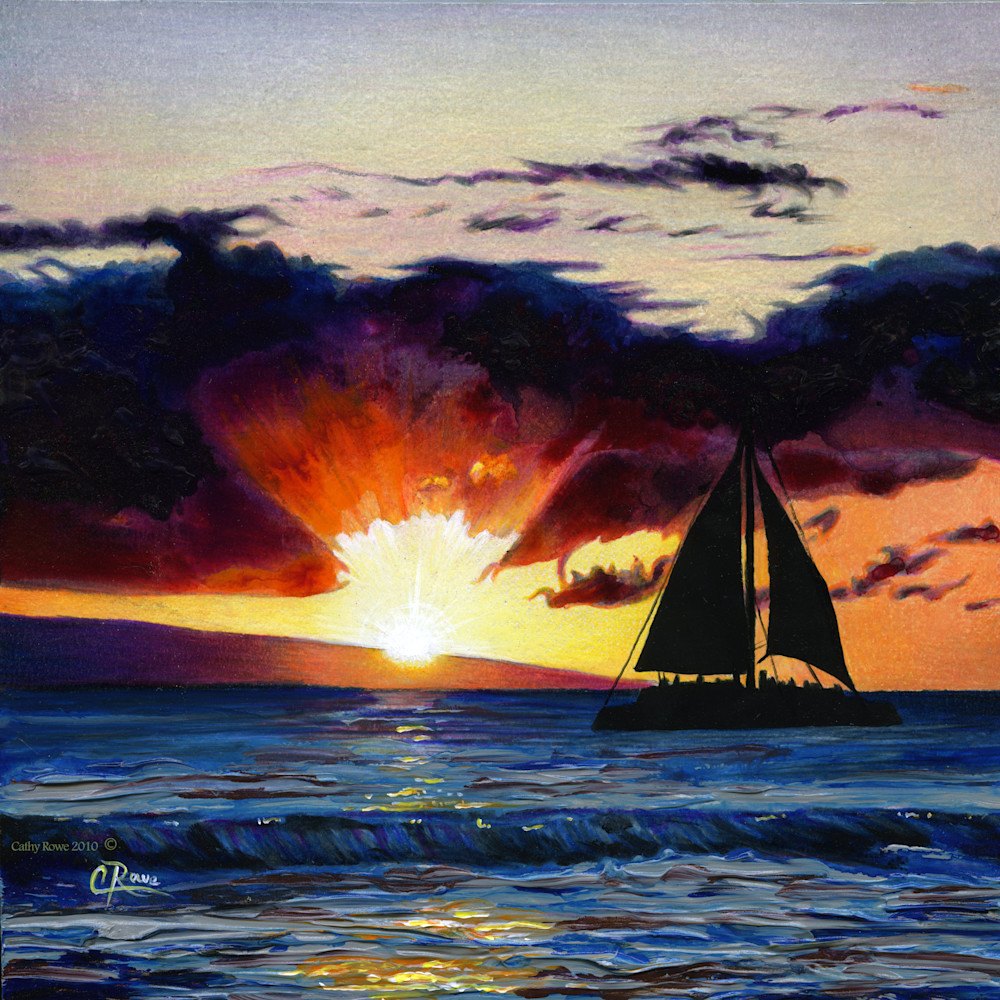 maui sunset sailboat