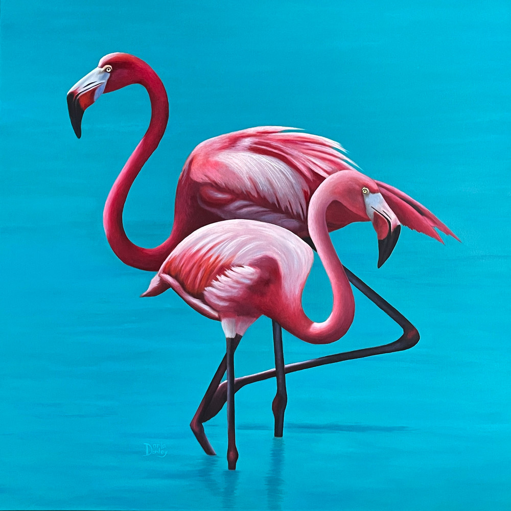 Flamingo Love 36 X36 Art | darladonleyart