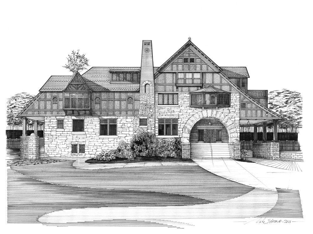 Glover Mansion Without Footer Art | Pen and Ink Art, LLC