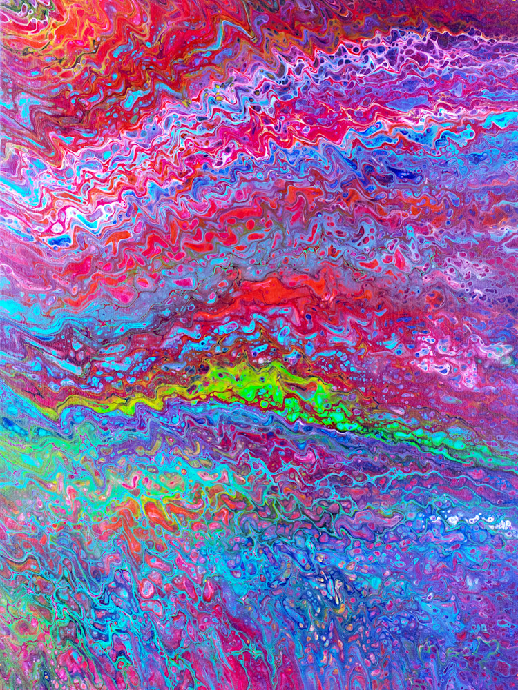 Sea Foam and Fireworks Acrylic Pour Painting