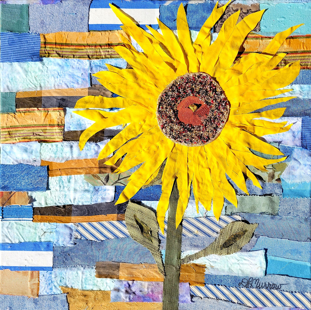 Sun Flower Fabric Collage