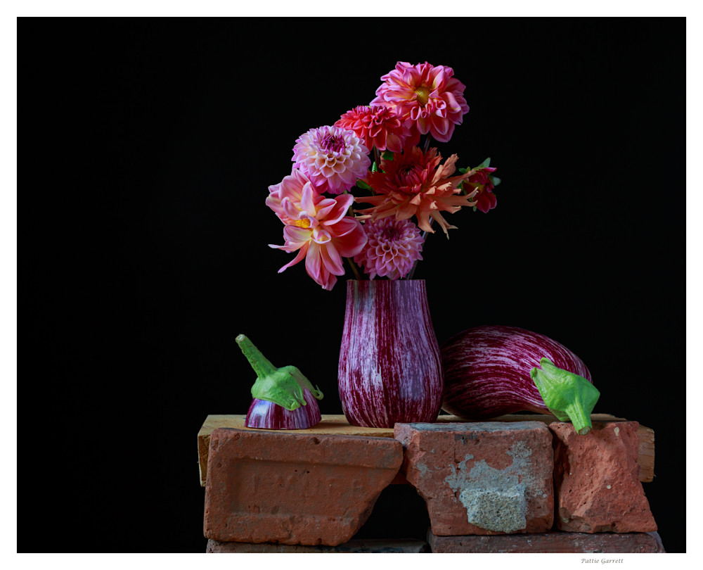 Eggplant Pitcher Of Flowers Art | TC Gallery