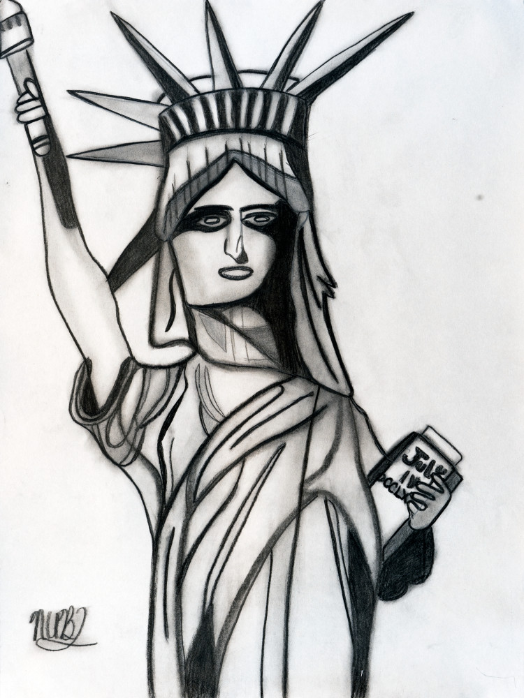 Statue of Liberty Art Prints. Statue of Liberty Charcoal Drawing.