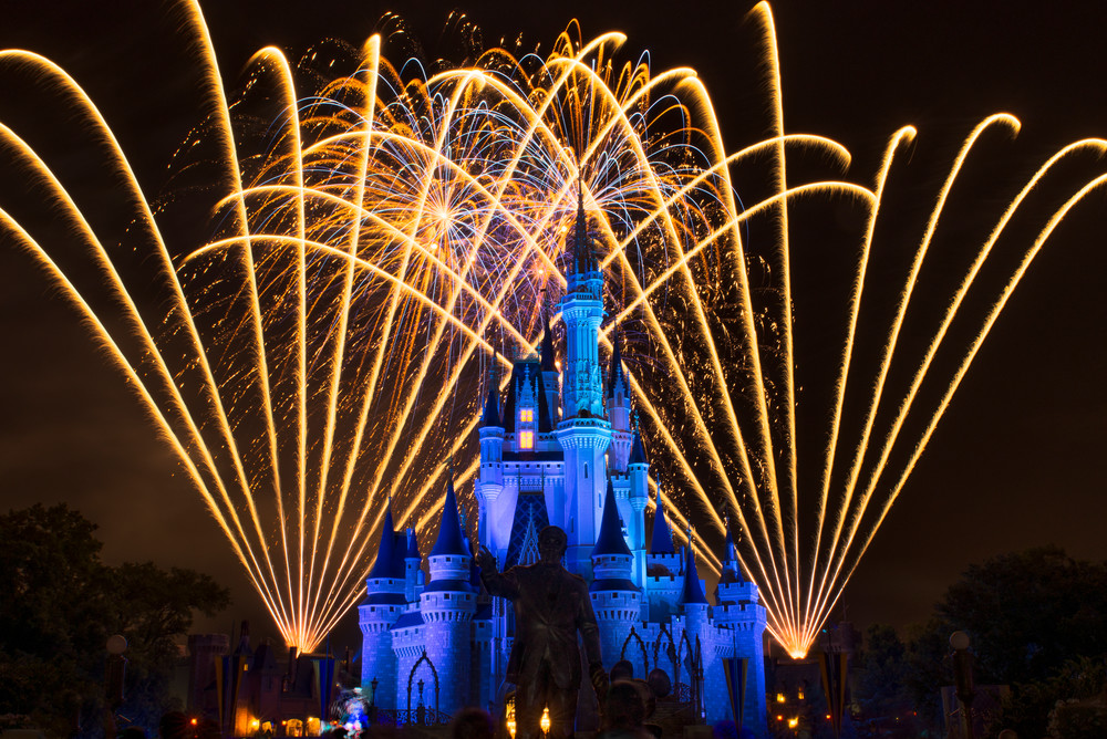 Wishes Magic Kingdom Blue Castle Fireworks