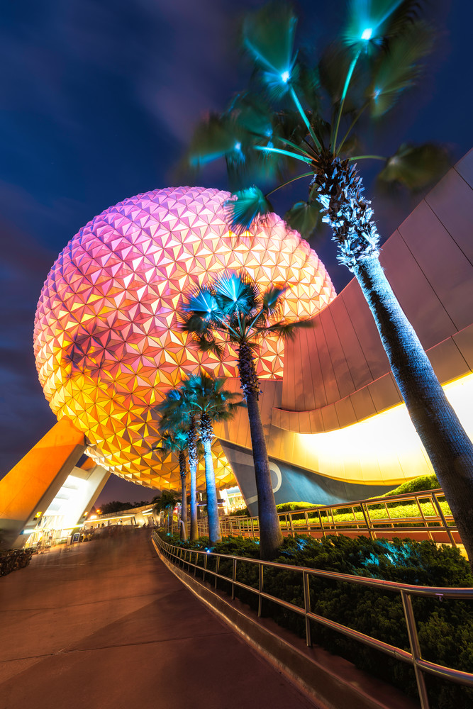 Spaceship Earth Night Epcot Disney World