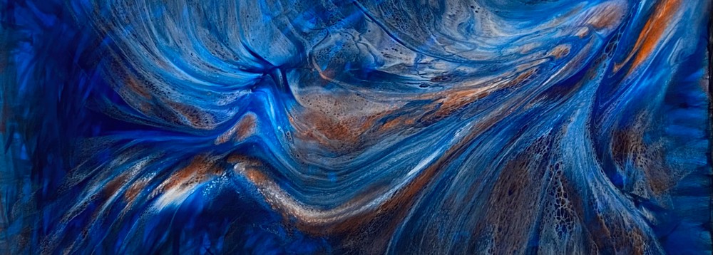 Blue Phoenix Rising Horizontal Art | William Demaniow Arts