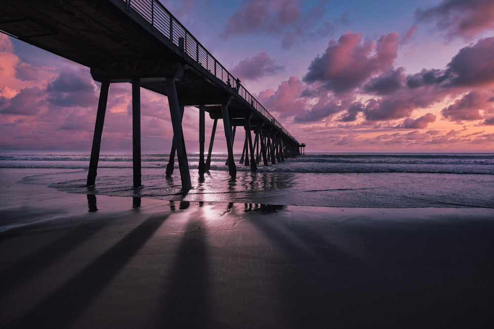 Red Sky At Night   Hermosa Beach Pier Photography Art | zoeimagery