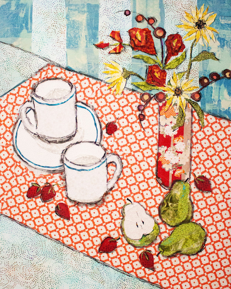 Pears and Berries, a Sharon Tesser original,  will brighten walls in your kitchen, sunroom or dining area.  