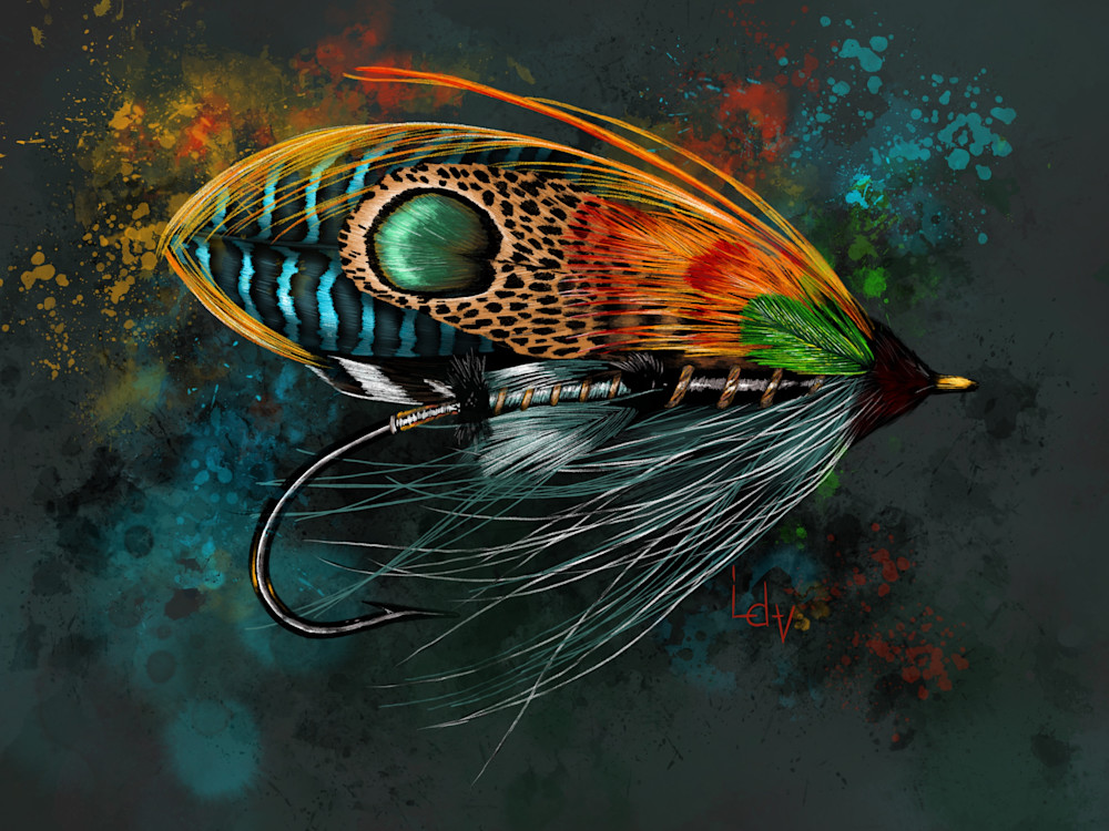 Fly Fishing Lure Colored Pencil and Acrylic Art