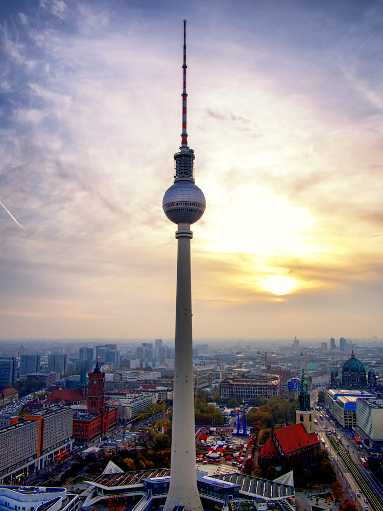 The Sun Sets behind Berlin's Fernsehturm - Fine Art Photography Print