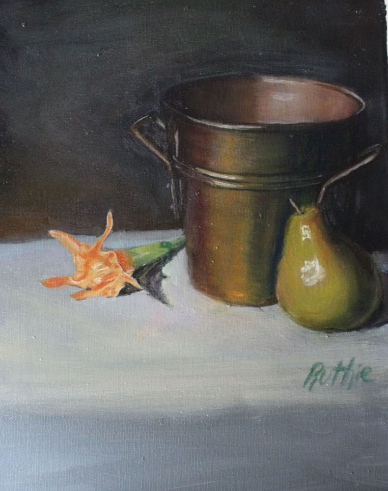 Copper Pot & Pear Art | Ruthie Briggs Greenberg