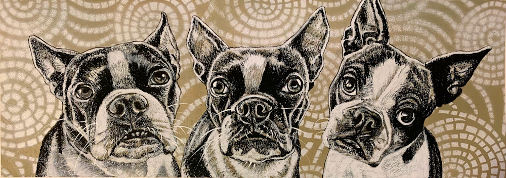 Boston Terriers 3 Art | Art by Melanie Anderson