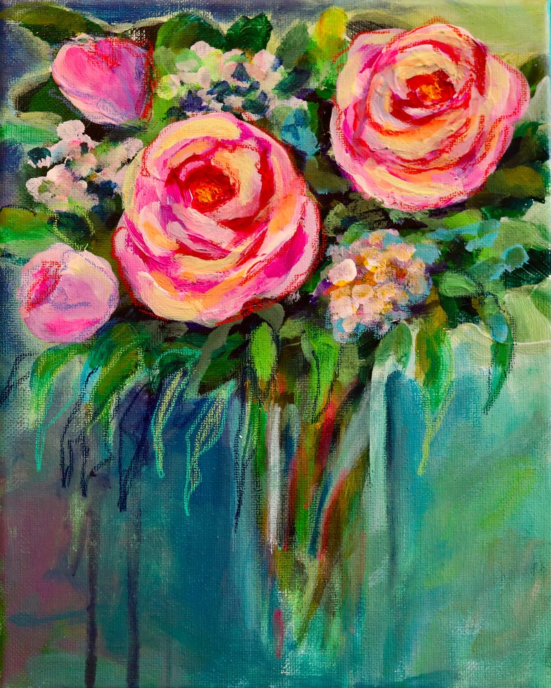 Pink Rose Bouquet Art | Art by Melanie Anderson