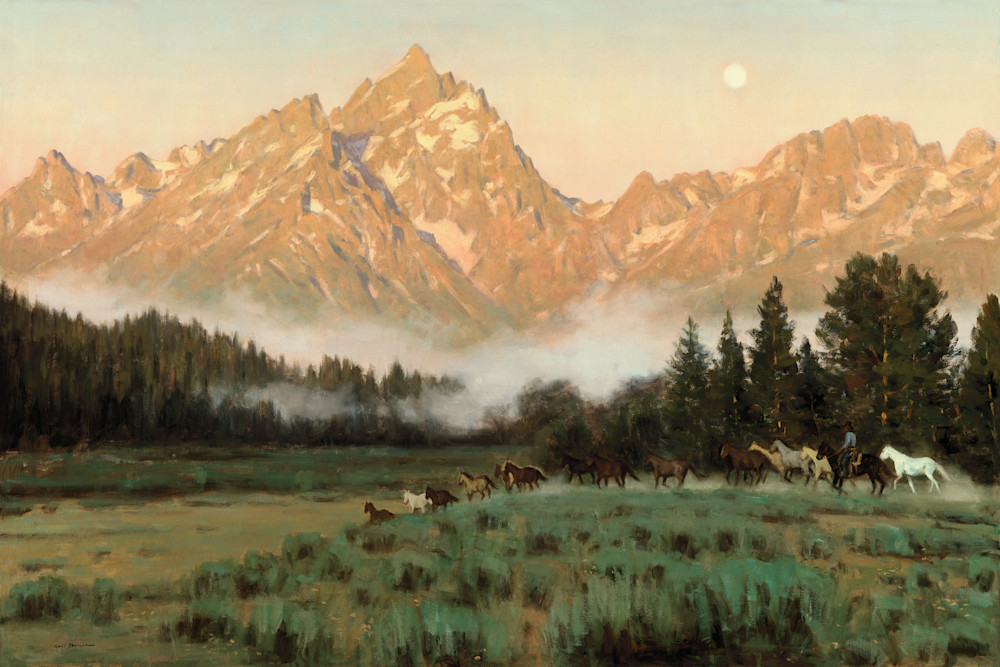 The Artist Enclave - Morning Glow - Tetons is and other Western Art available for purchase on Fine Art Paper, Canvas, Wood and More.
