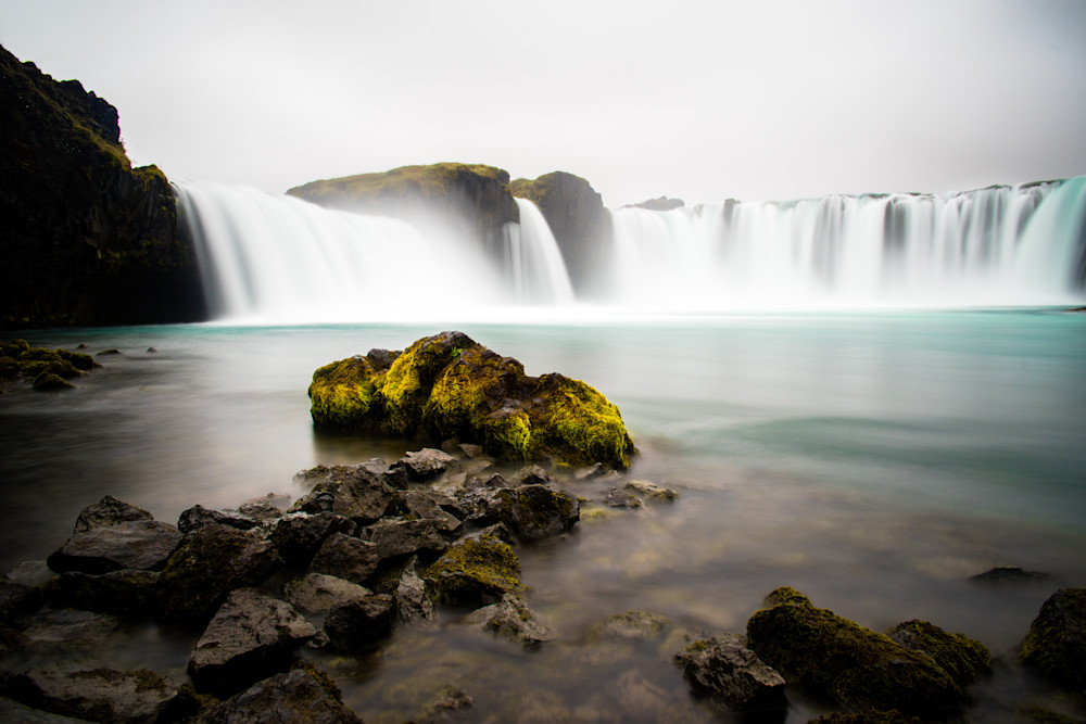 Godafoss Waterfall in Iceland where Legend says pagan idols were cast in the water when the nation converted to Christianity - Fine Art Photos