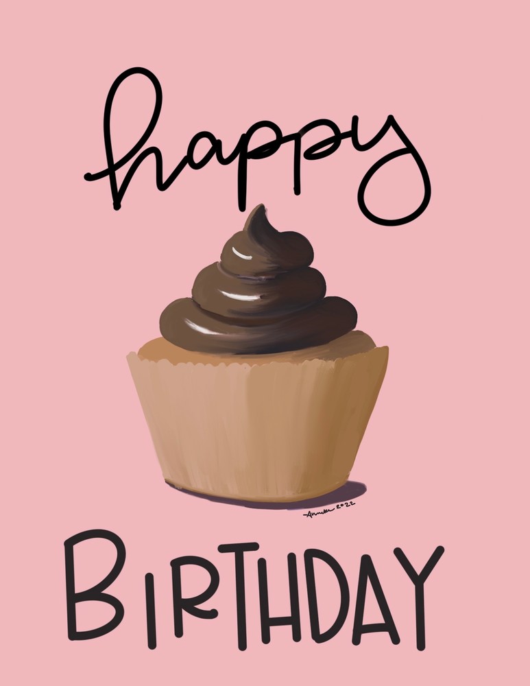Happy Birthday Cupcake Card Art | Anneke Swanson Art