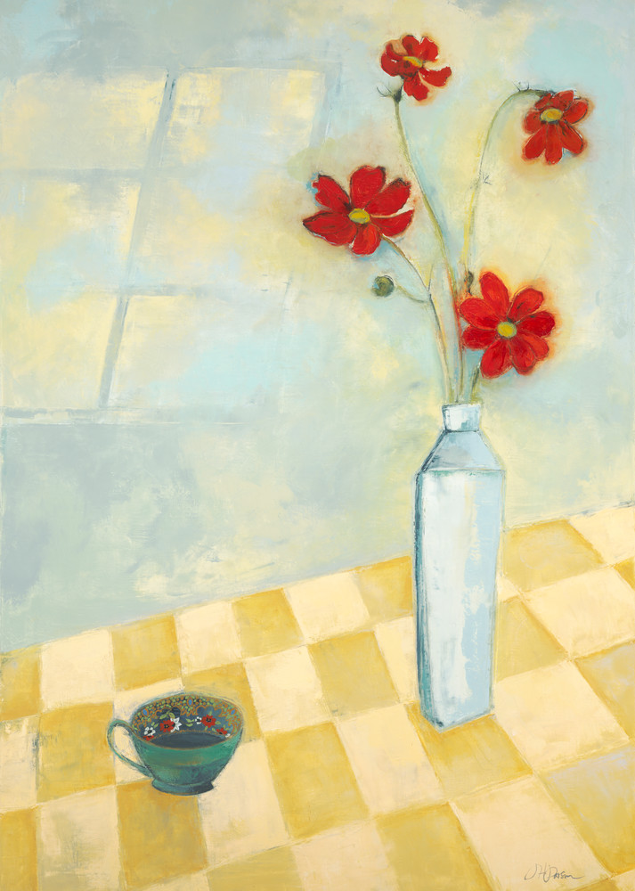 Tea Cup Red Flowers