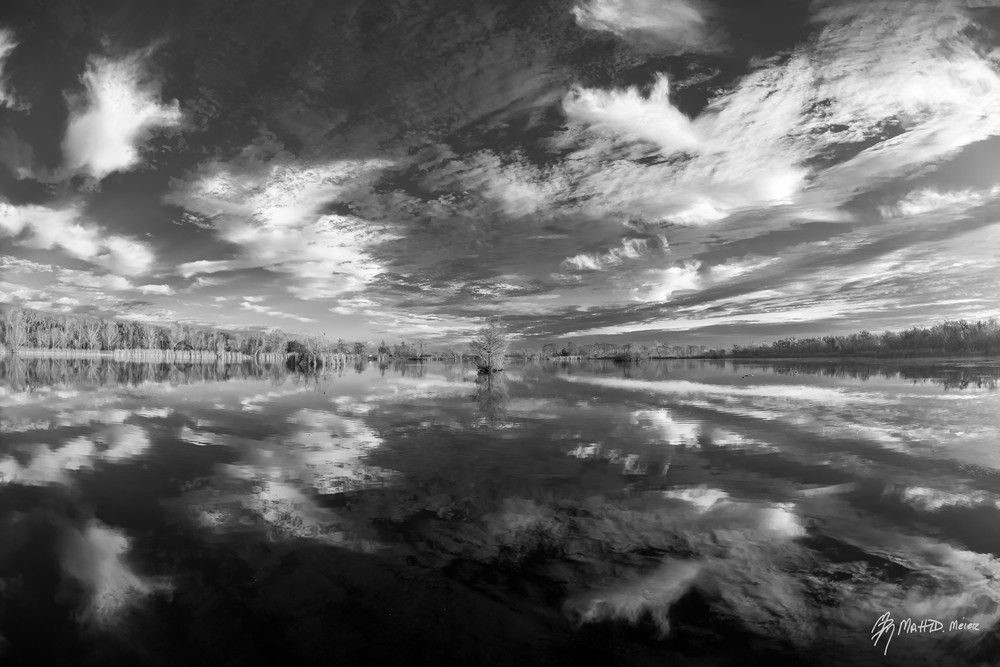 Cloud Reflections BW, Damon, Texas