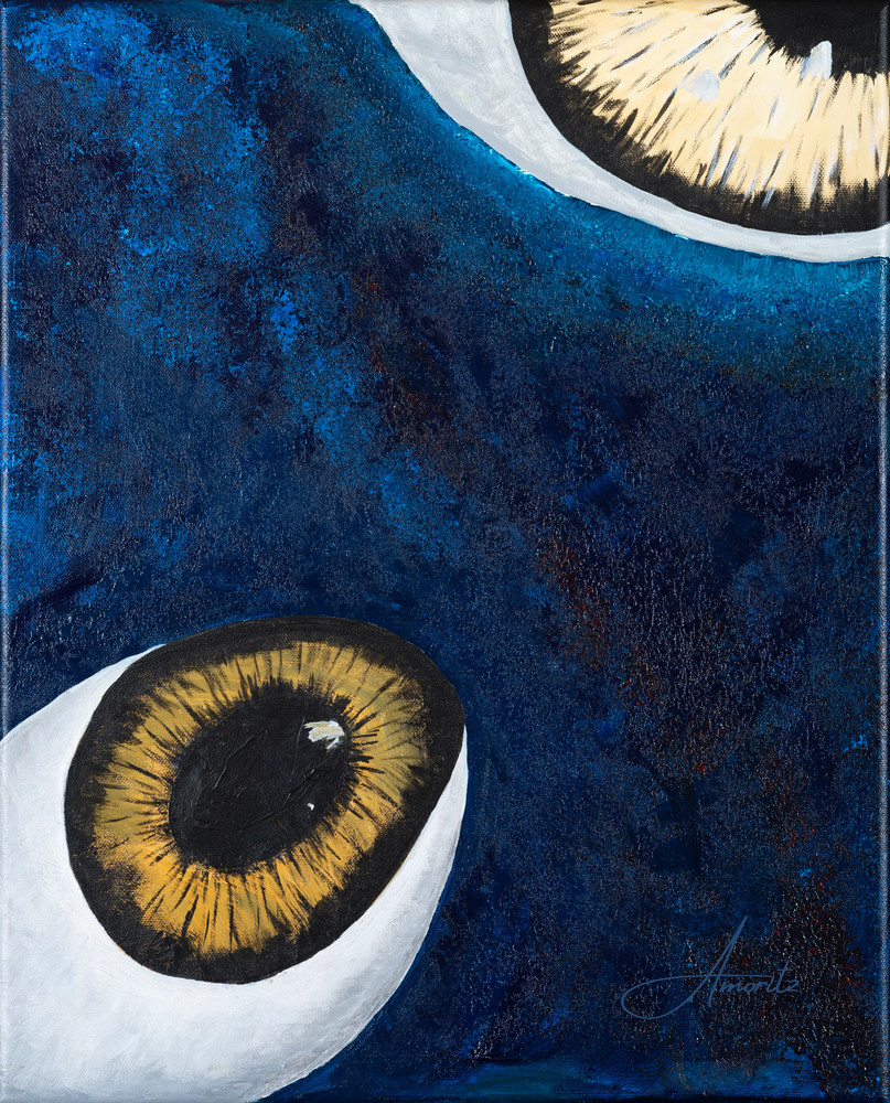Planet Eyes Surrealist painting by Maryse Gauthier 02-2019