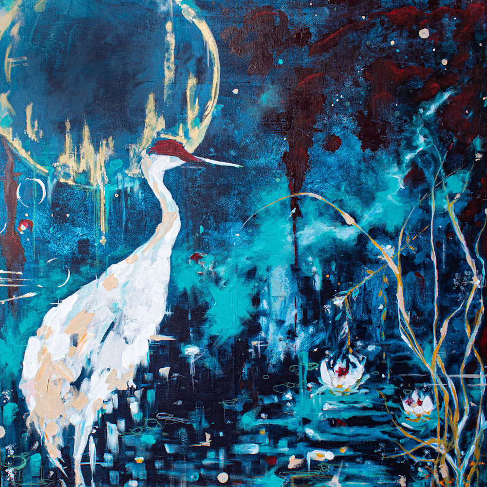 Sandhill Crane Painting © Lisa Coriell - Feng Shui Painting for Longevity and Nobility