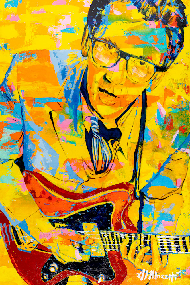 Elvis Costello portrait painting by Al Moretti